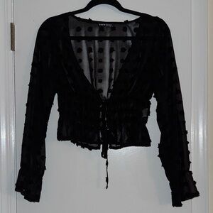 SHEIN Black Sheer Textured Blouse